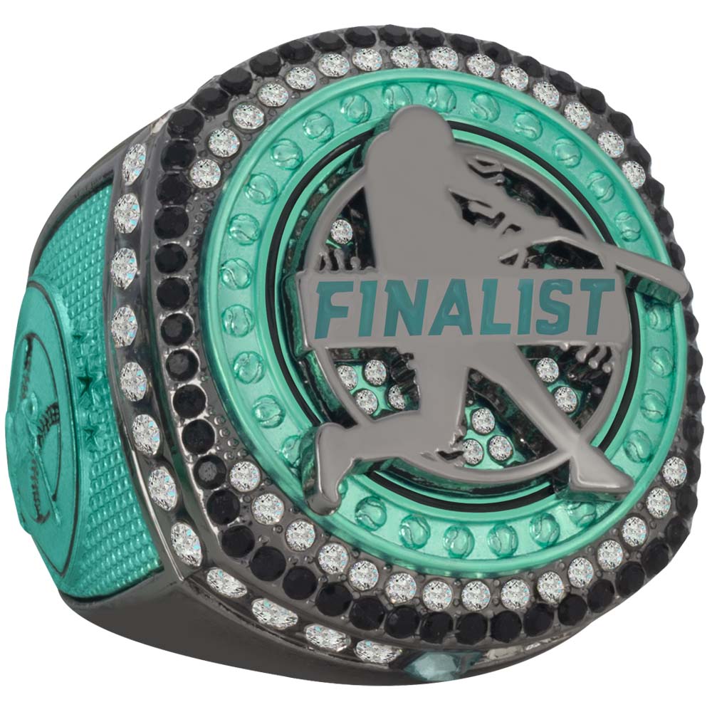 Success Awards | Baseball Legacy Championship Rings- Black & Teal Baseball Legacy Championship Rings- Black & Teal